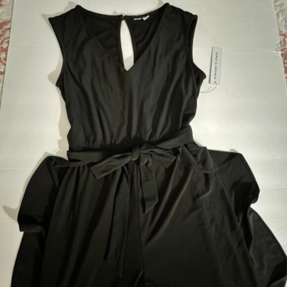 EMMA & MICHELE black Ruffle Leg Jumpsuit with Slits - Picture 1 of 16